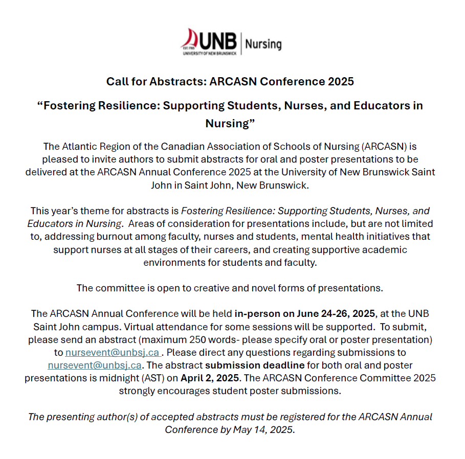 UNB Conference Call for abstacts content 